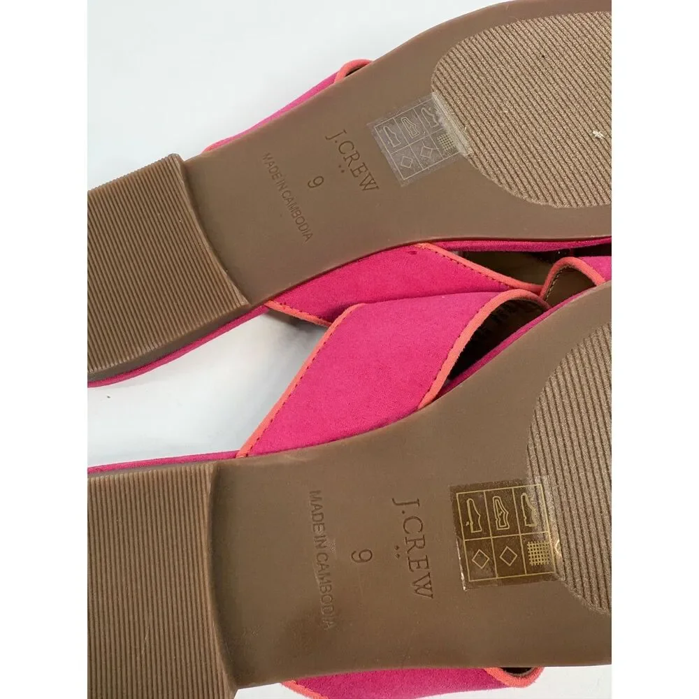 J.Crew Pink Suede Slide Sandals | Crisscross Strap Flat Sandals - Picture 3 of 8